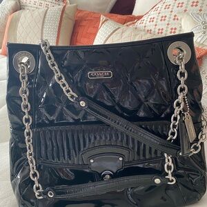 Coach Black Patent Leather Tote Bag